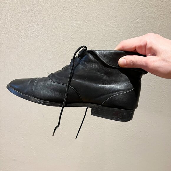Black Leather Lace-Up Ankle Boots - Women's Size 9 - Picture 12 of 16